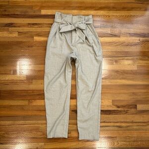 High-Waisted Beige Paperbag Pants